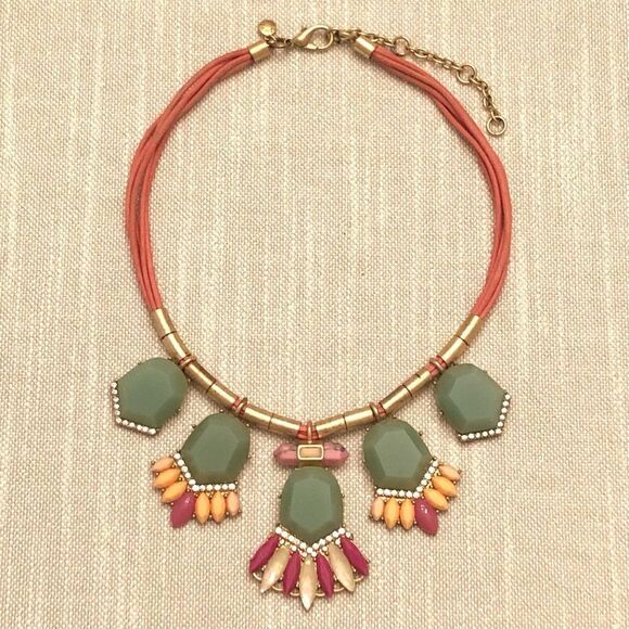 J.Crew | Jade Pendant Statement Necklace | 16” Adjustable - Picture 1 of 4